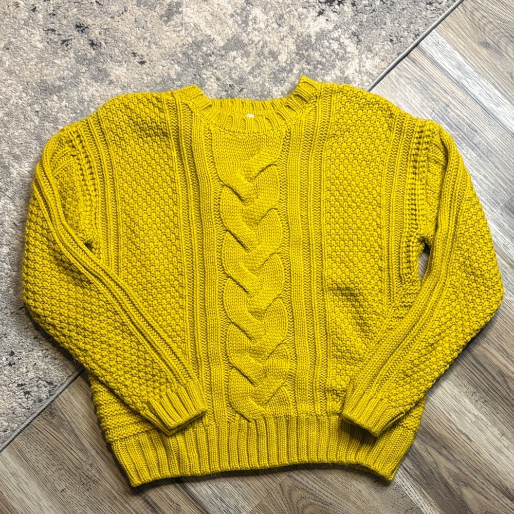 One A Mustard Cable Knit Sweater 🎄